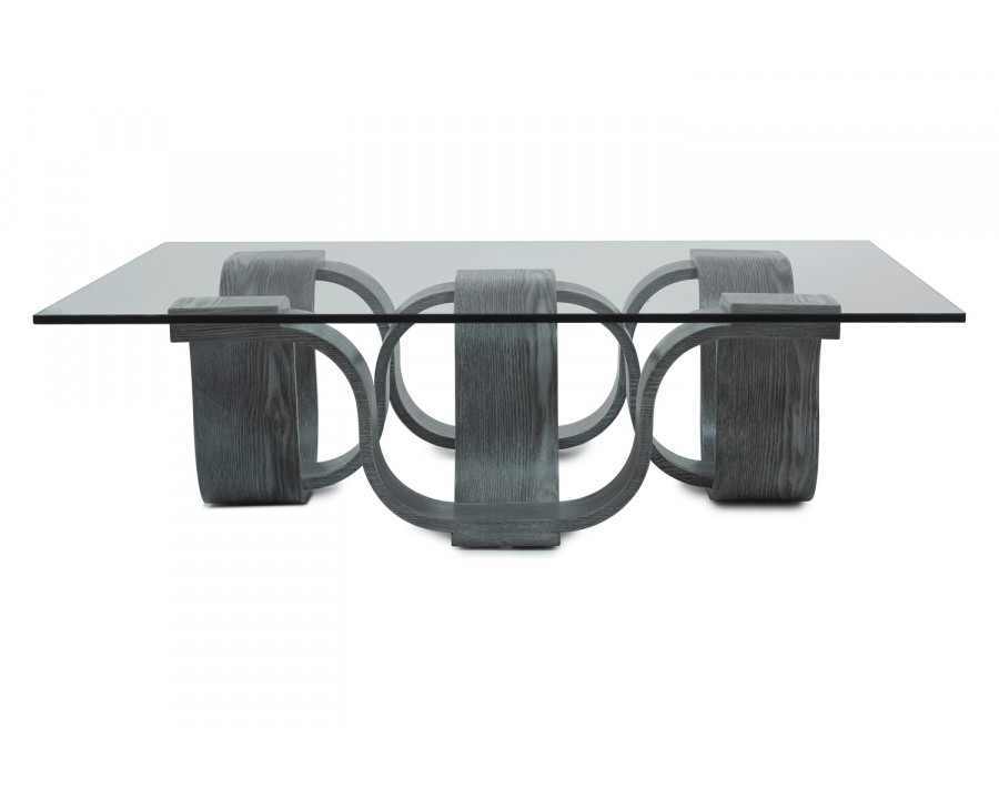 Oggetti Square Cocktail Table - Gray, 45", with Glass