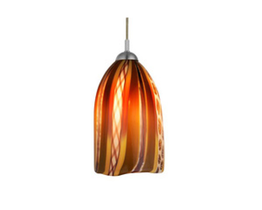 Oggetti Fiore Pendant E26 - Amber, Flat, Satin Nickel