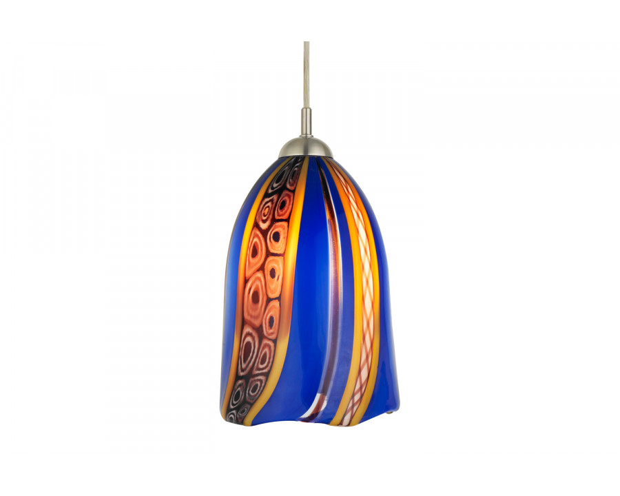 Oggetti Fiore Pendant G9 LED - Cobalt, Flat, Satin Nickel