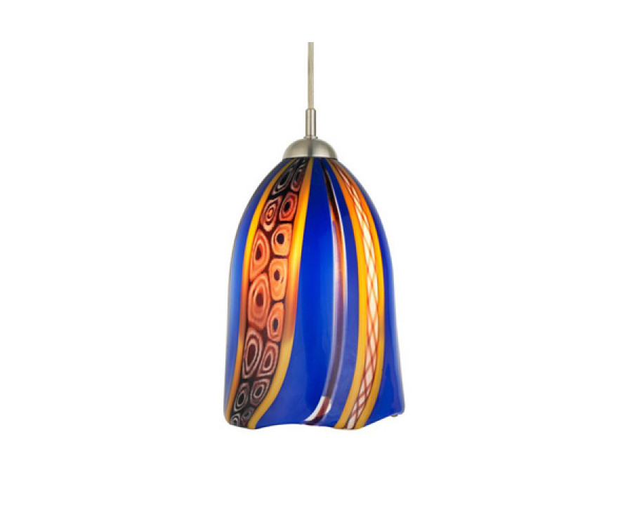 Oggetti Fiore Pendant E26 - Cobalt, Flat, Satin Nickel