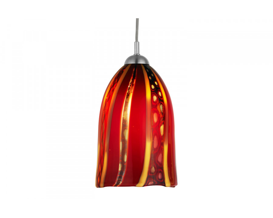 Oggetti Fiore Pendant G9 LED - Red, Flat, Satin Nickel