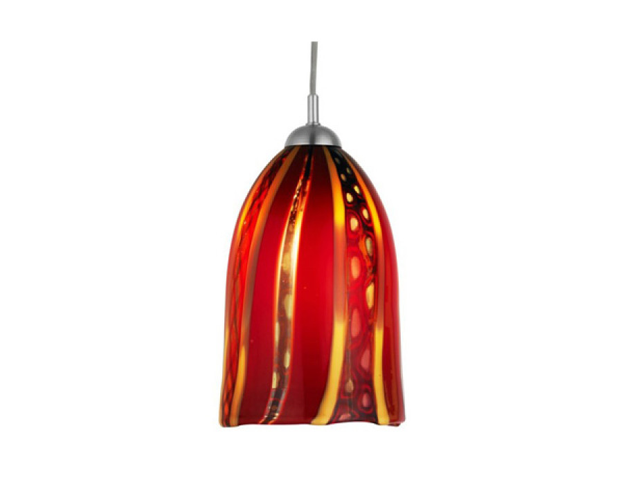 Oggetti Fiore Pendant E26 - Red, Flat, Satin Nickel