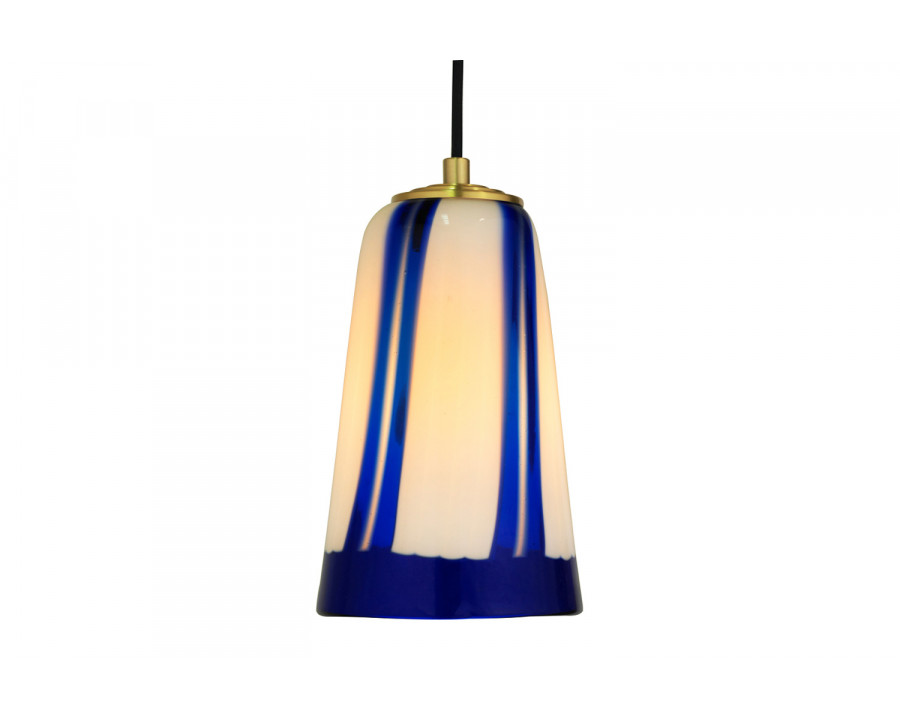 Oggetti Stripes Pendant - Cobalt, Brass