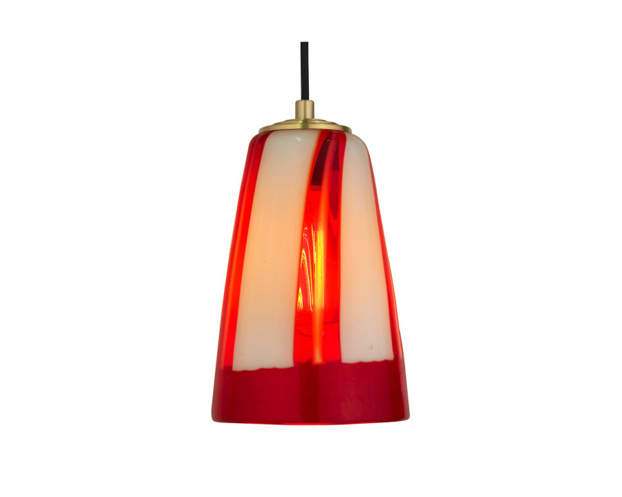 Oggetti Stripes Pendant - Red, Brass