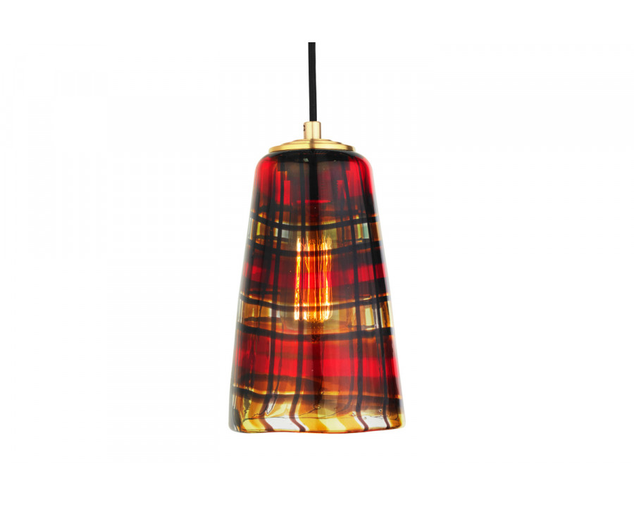 Oggetti Tartan Pendant - Amber, Brass