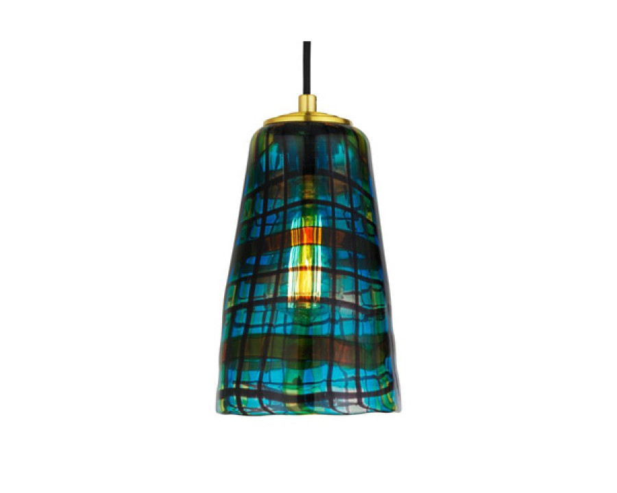 Oggetti Tartan Pendant - Aqua, Gun Metal