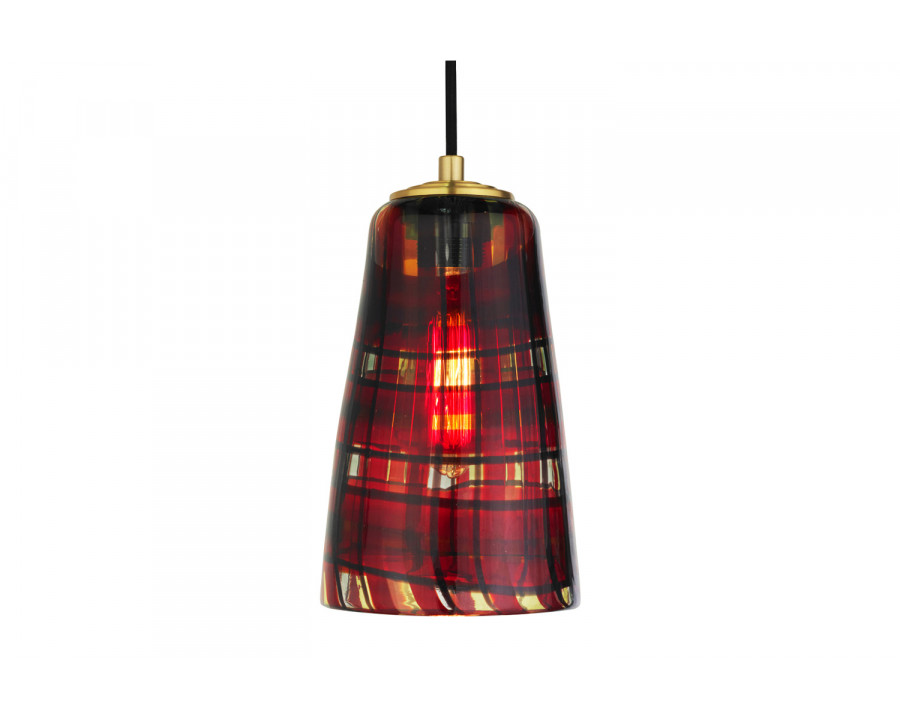 Oggetti Tartan Pendant - Red, Brass