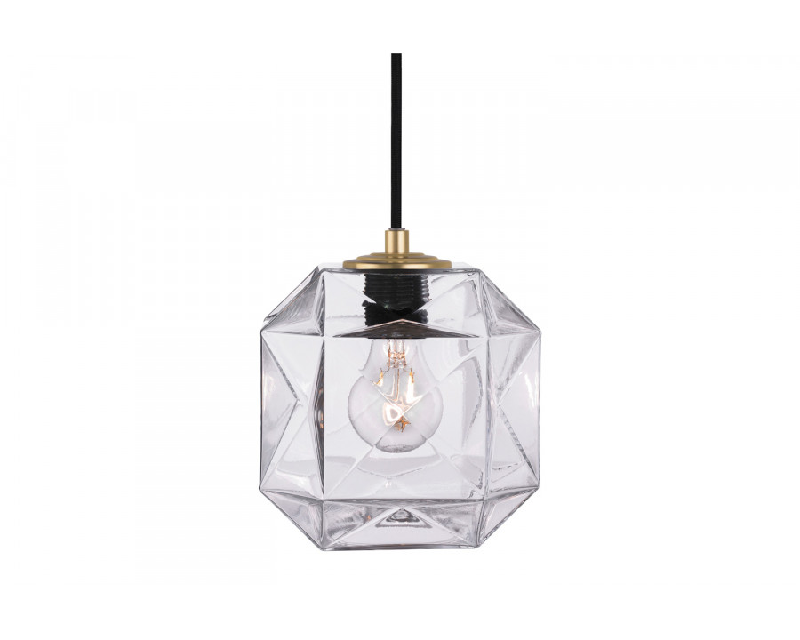 Oggetti Mimo Cube Pendant - Clear, Brass