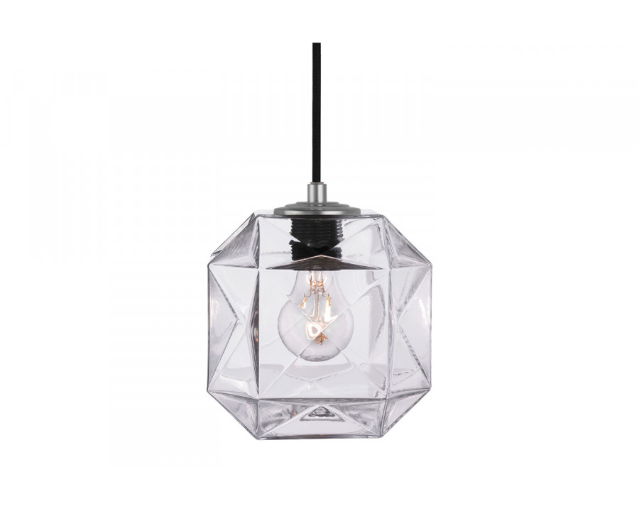 Oggetti Mimo Cube Pendant - Clear, Gun Metal