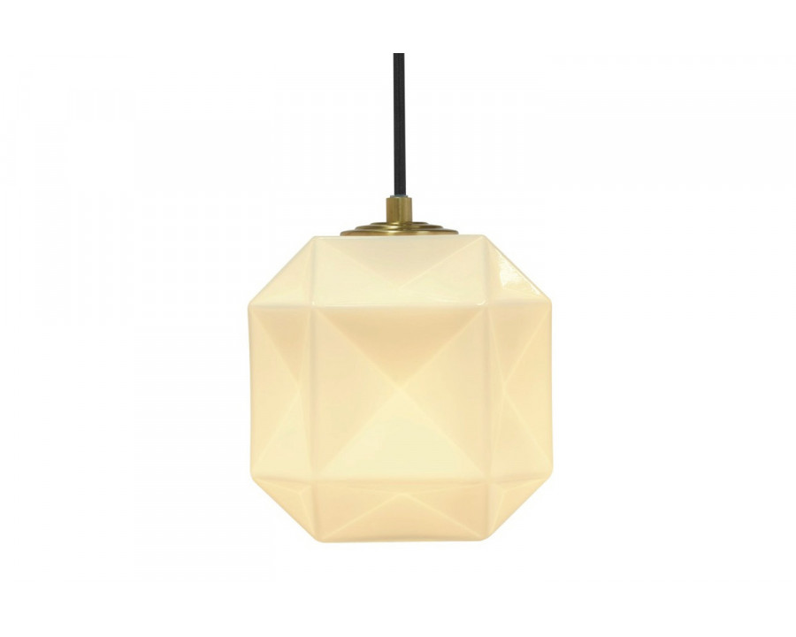 Oggetti Mimo Cube Pendant - White, Brass