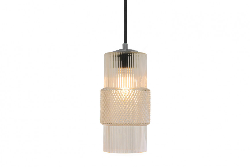 Oggetti™ Mimo Cylinder Pendant - Clear, Gun Metal