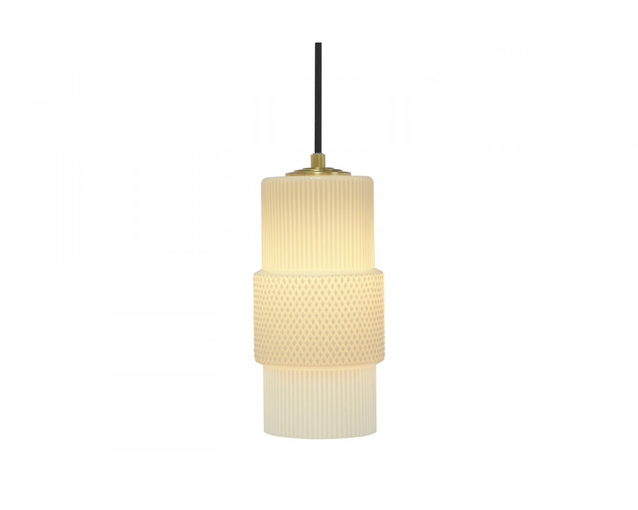 Oggetti Mimo Cylinder Pendant - White, Brass