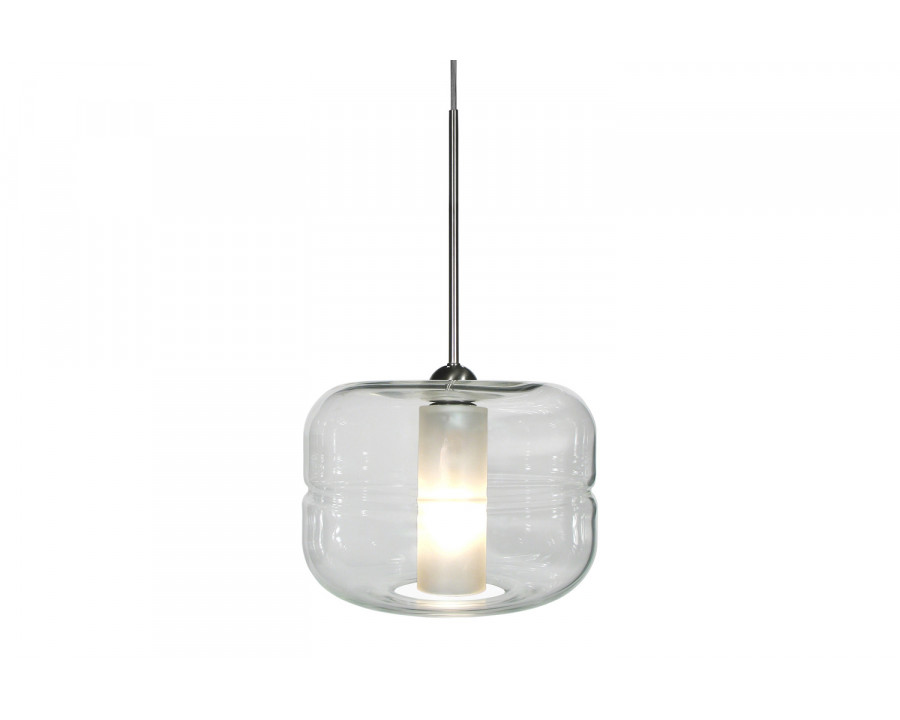 Oggetti Helsinki Pendant - Clear, Flat Round, Satin Nickel