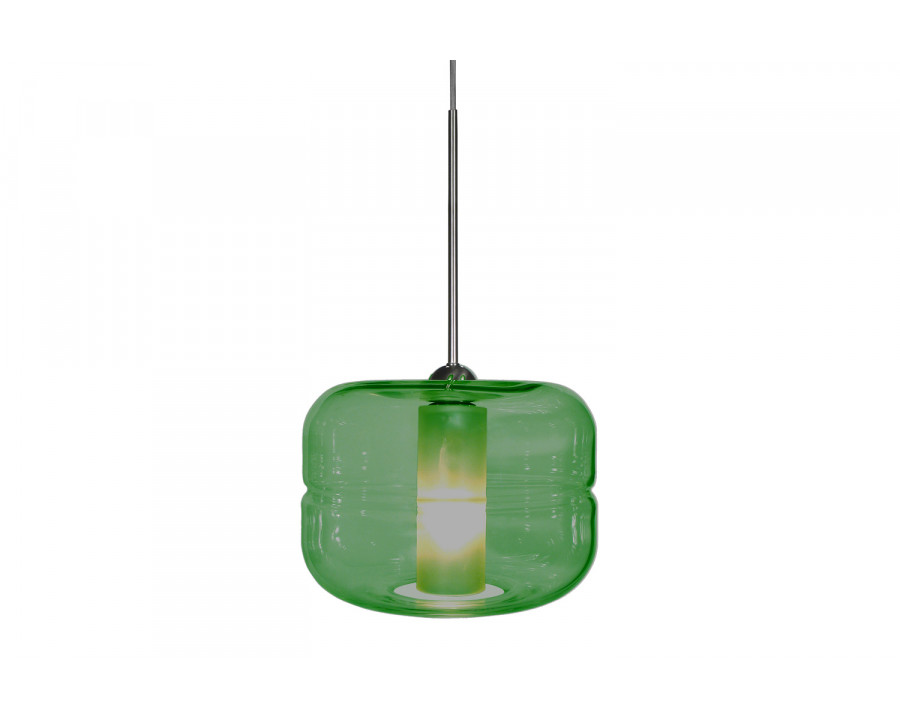 Oggetti Helsinki Pendant - Gold Green, Flat Round, Satin Nickel