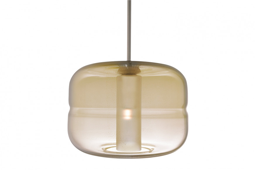 Oggetti™ Helsinki Pendant - Gold, Flat Round, Satin Nickel