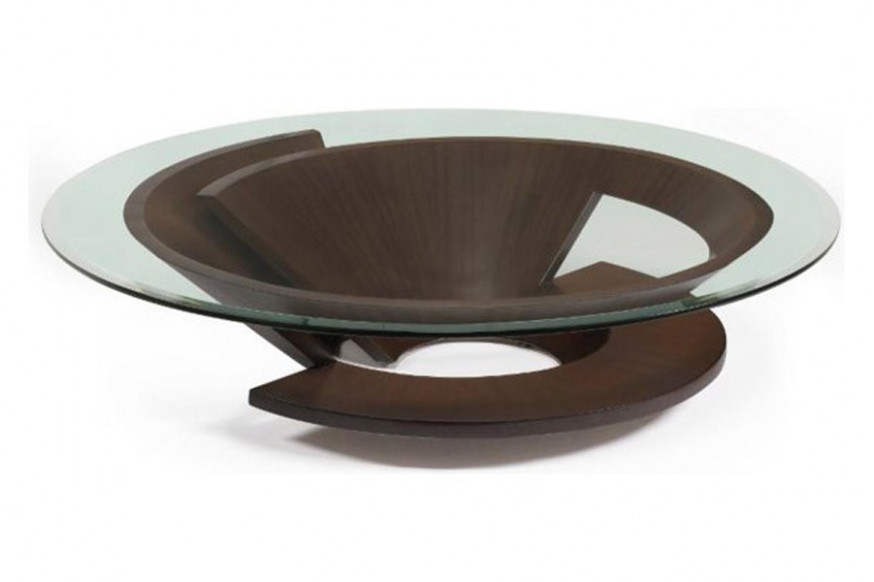 Oggetti™ Nautilus Cocktail Table - Wenge, with Glass