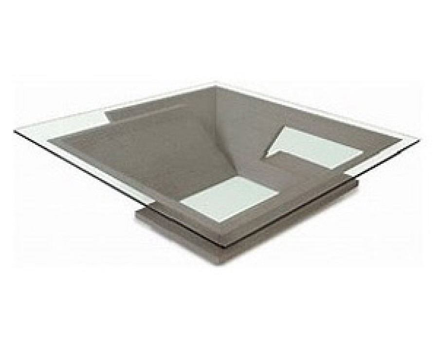 Oggetti Nautilus Square Cocktail Table - Gray, with Glass