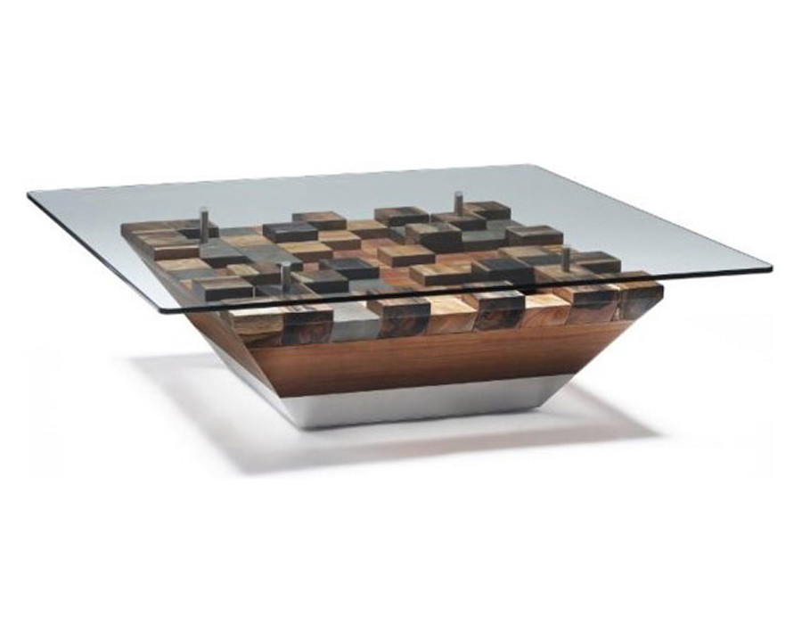 Oggetti Cubes Cocktail Table - Gray, with Glass