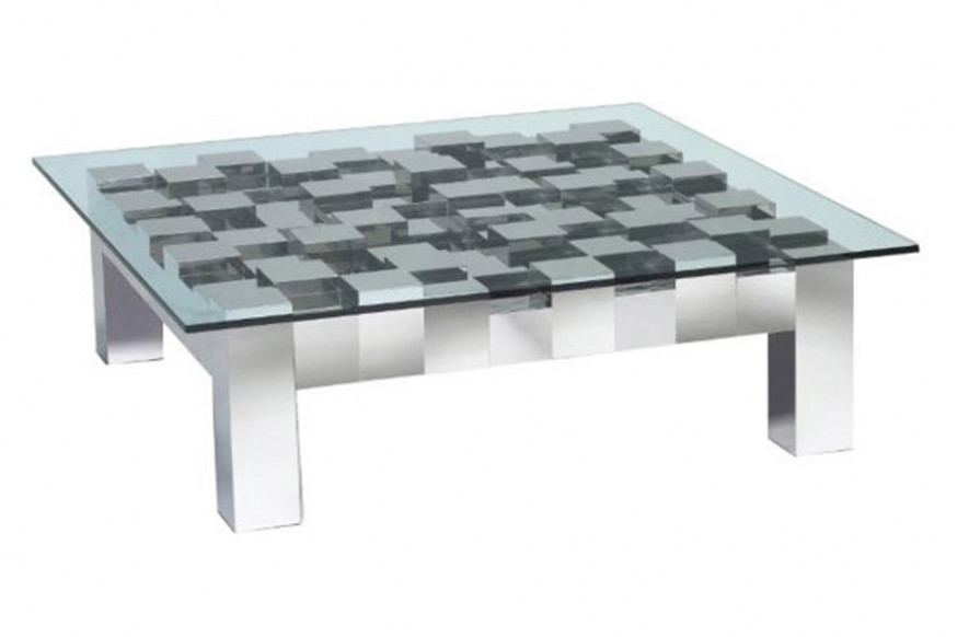 Oggetti™ Flash Cocktail Table Square - Stainless steel, with Glass