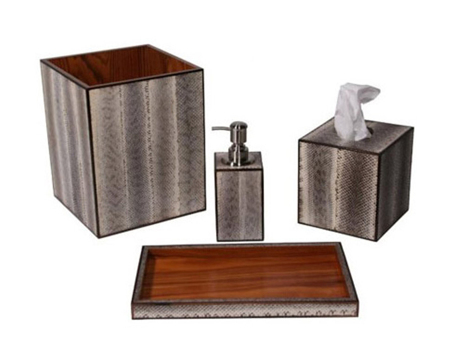 Oggetti Snakeskin Bath Soap Dispenser - Antique White/Natural Snakeskin/Dark Bronze