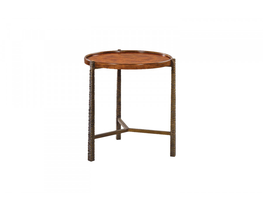 Oliver Reston Round Side Table - Rustic/Mappa Burl Veneer, Small