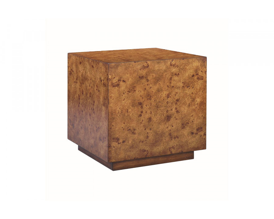 Oliver Cube Side Table - Rustic/Mappa Burl Veneer