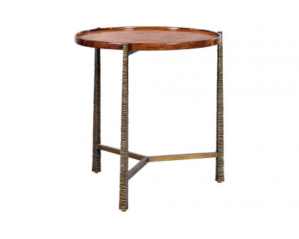 Oliver Reston Round Side Table - Rustic/Mappa Burl Veneer, Large