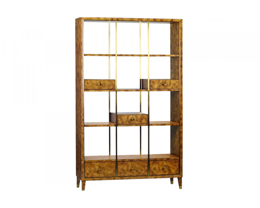 Oliver Harris Bookshelf - Rustic/Mappa Burl Veneer