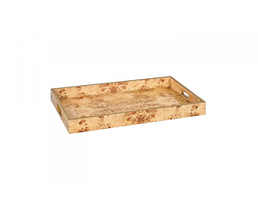 Oliver Large Serving Tray - Clear/Mappa Burl Veneer