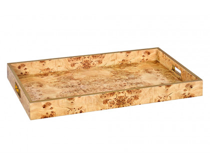 Oliver Large Serving Tray - Clear/Mappa Burl Veneer