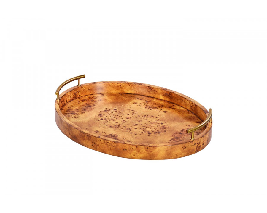 Oliver Oval Serving Tray - Rustic/Mappa Burl Veneer