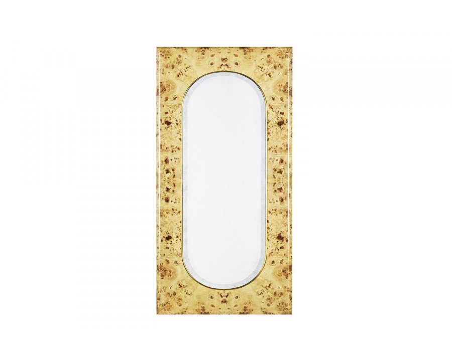 Oliver Portal Rectangular Mirror - Clear/Mappa Burl Veneer