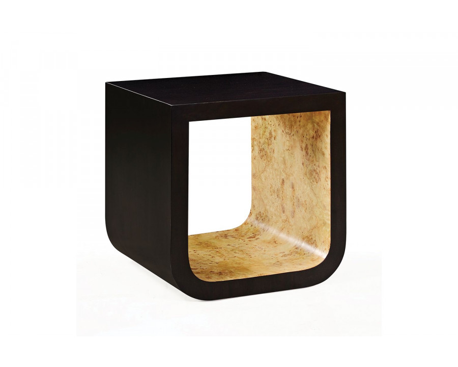 Oliver Carter Side Table - Clear/Mappa Burl Veneer