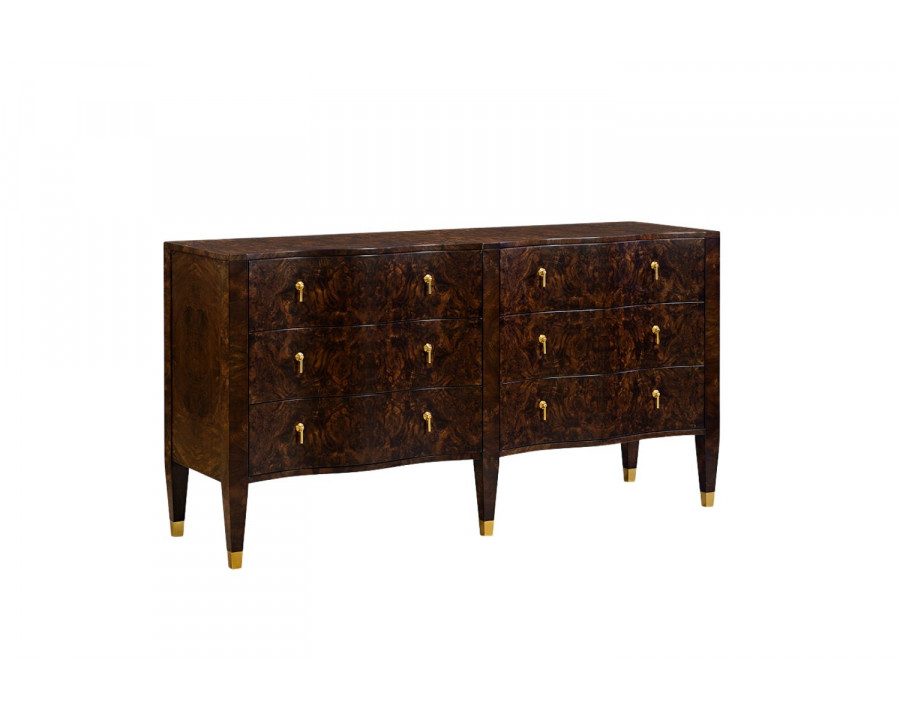 Oliver Serpentine Dresser - Natural/Walnut Burl Veneer