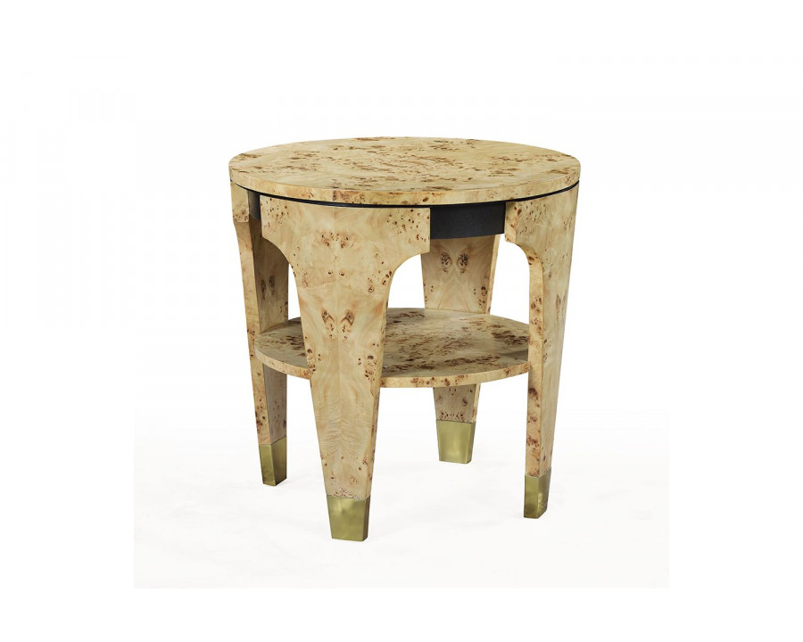 Oliver Carmel Side Table - Clear/Mappa Burl Veneer