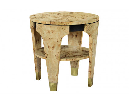 Oliver Carmel Side Table - Clear/Mappa Burl Veneer