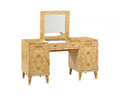 Oliver Roland Vanity Table - Clear/Mappa Burl Veneer