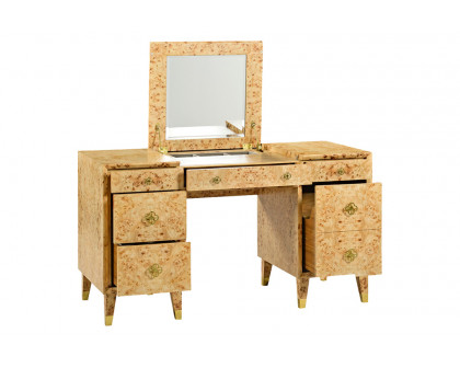 Oliver Roland Vanity Table - Clear/Mappa Burl Veneer