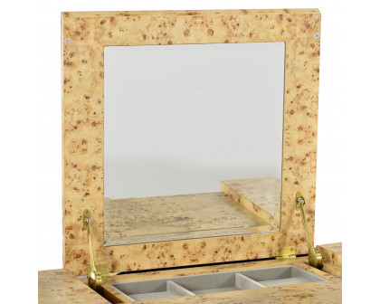 Oliver Roland Vanity Table - Clear/Mappa Burl Veneer