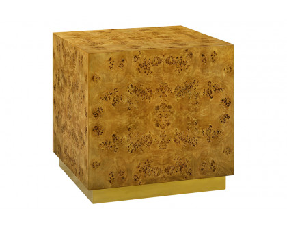 Oliver Cube Side Table - Honey/Mappa Burl Veneer