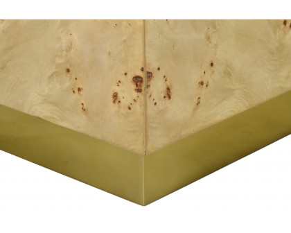 Oliver Cube Side Table - Clear/Mappa Burl Veneer