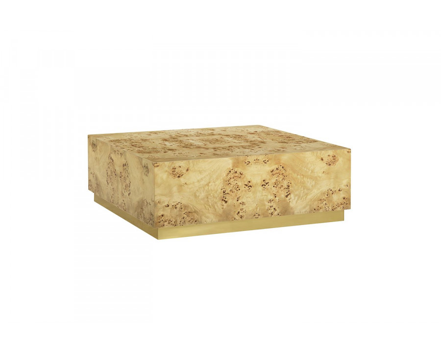 Oliver Anaheim Coffee Table - Clear/Mappa Burl Veneer