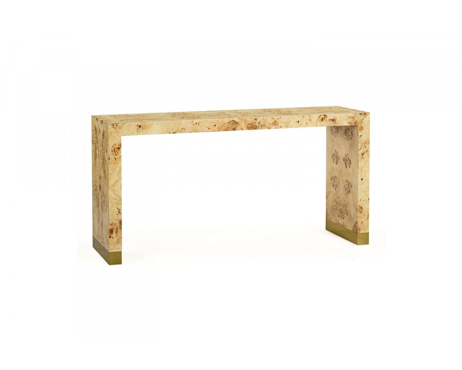 Oliver Anaheim Console Table - Clear/Mappa Burl Veneer