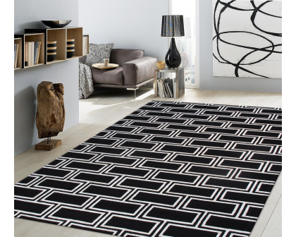 Pasargad Edgy Collection Hand-Tufted Bamboo Silk and Wool Black Area Rug 60'' x 96'' (PVNY-21 5X8)