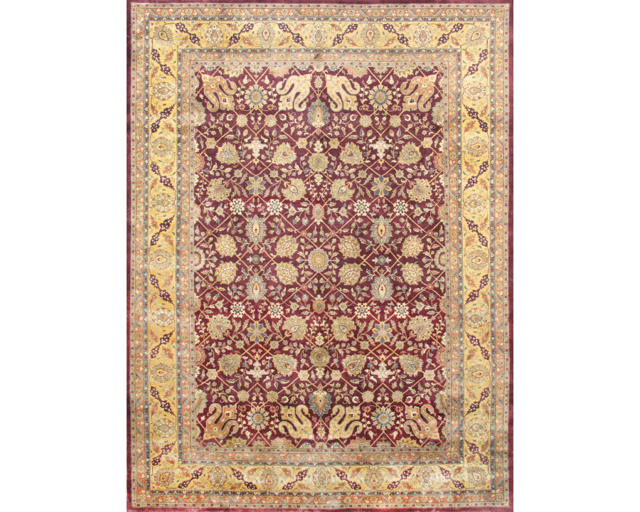 Pasargad - Baku Collection Hand-Knotted Lamb's Wool Area Rug in Burgundy/Gold, 105" x 138" (023508)