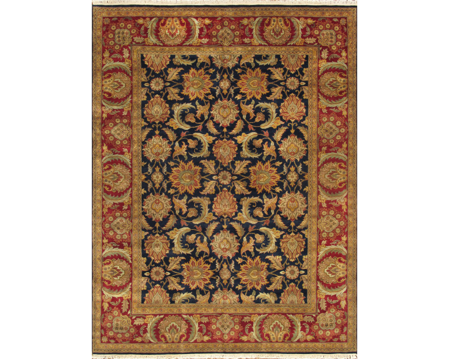 Pasargad - Agra Collection Hand-Knotted Lamb's Wool Area Rug in Navy/Red, 109" x 145" (025681)