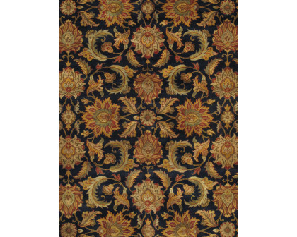 Pasargad - Agra Collection Hand-Knotted Lamb's Wool Area Rug in Navy/Red, 109" x 145" (025681)