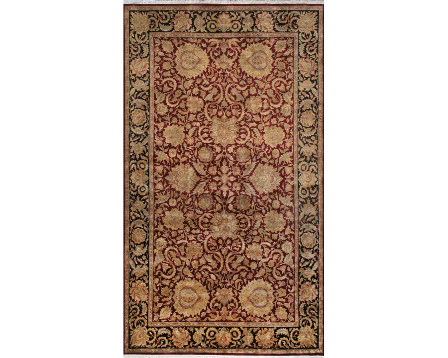 Pasargad - Mogul Art Collection Hand-Knotted Lamb's Wool Area Rug in Red/Black, 123" x 220" (026868)