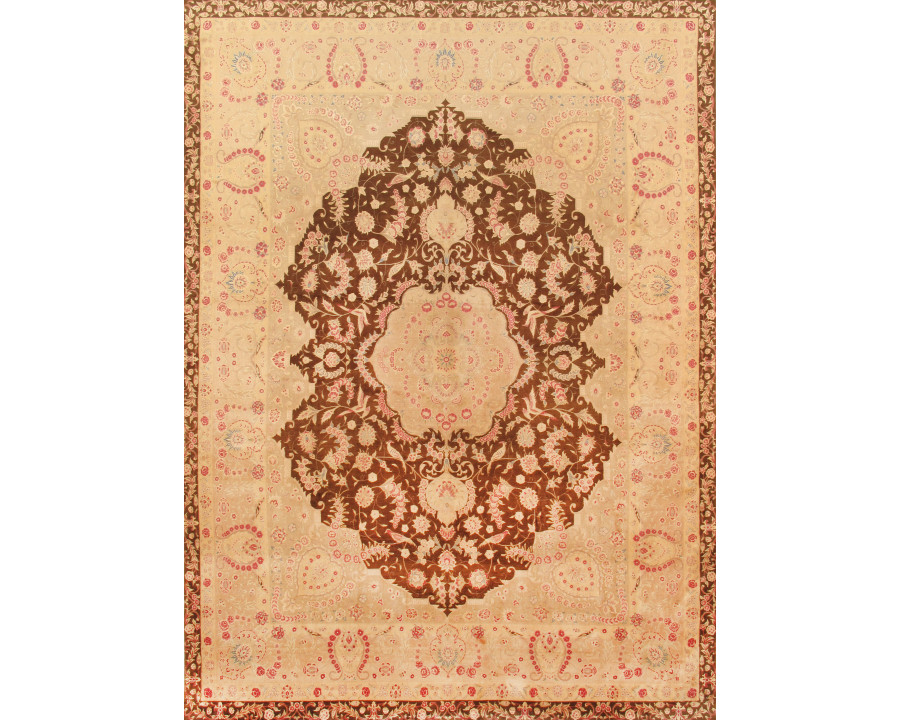 Pasargad - Baku Collection Hand-Knotted Lamb's Wool Area Rug in Brown/Peach, 103" x 136" (030143)