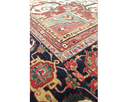 Pasargad Azerbaijan Collection Hand-Knotted Lamb's Wool Area Rug - Red/Navy, 149" x 220" (032023)